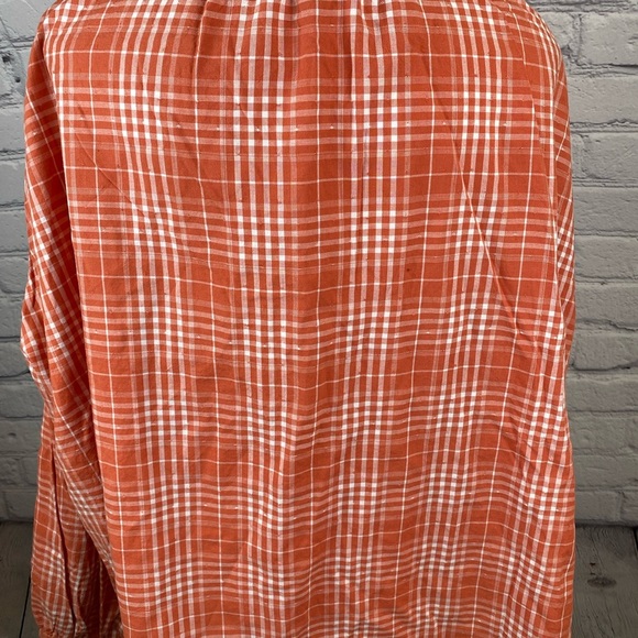 Universal Thread Orange Cream Plaid Blouse Large Lightweight Flannel Shirt NWT - Picture 8 of 11